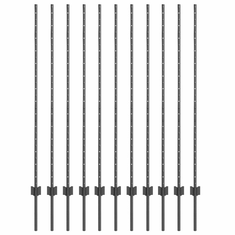 Afbeelding laden in galerijviewer, Vidaxl afrasteringspaal 11 pcs grijs 140 cm staal
