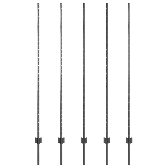 Vidaxl afrasteringspaal 5 pcs grijs 150 cm staal