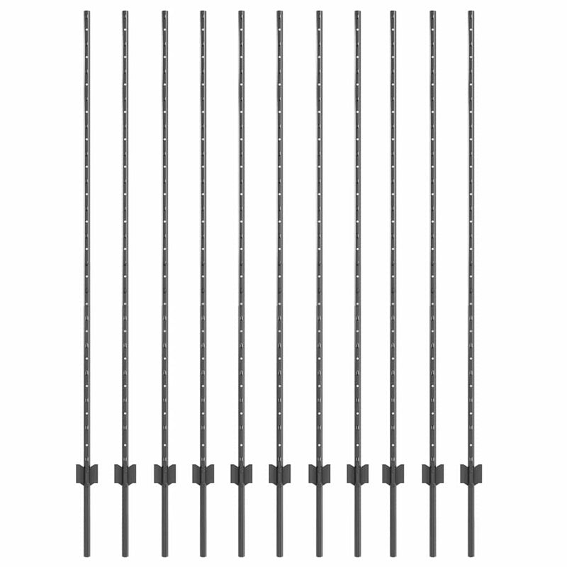 Afbeelding laden in galerijviewer, Vidaxl afrasteringspaal 11 pcs grijs 150 cm staal
