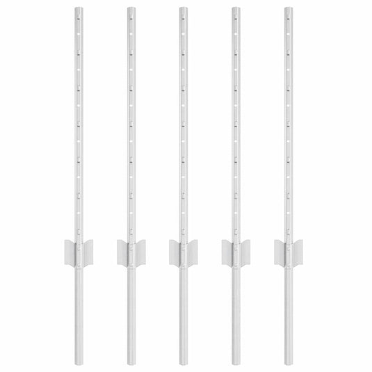 Vidaxl afrasteringspaal 5 pcs zilver 60 cm staal