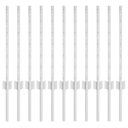 Vidaxl afrasteringspaal 11 pcs zilver 60 cm staal