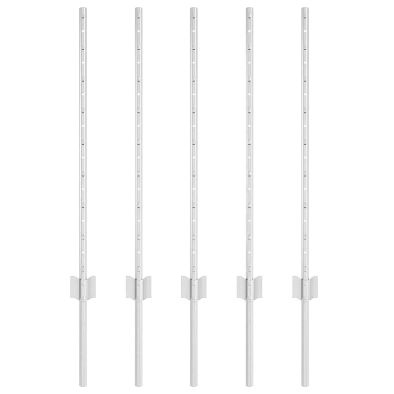 Afbeelding laden in galerijviewer, Vidaxl afrasteringspaal 5 pcs zilver 80 cm staal
