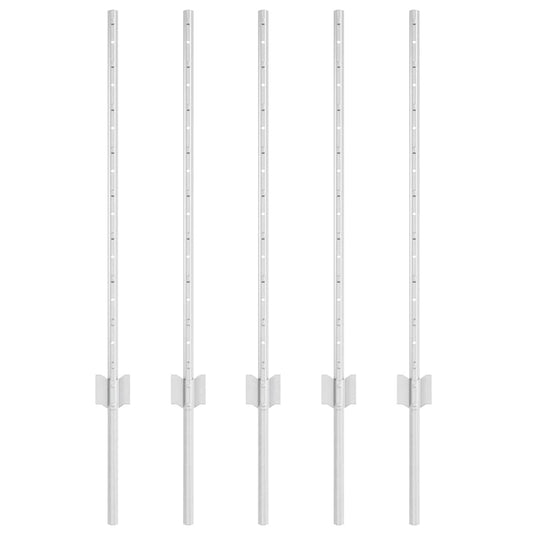 Vidaxl afrasteringspaal 5 pcs zilver 80 cm staal