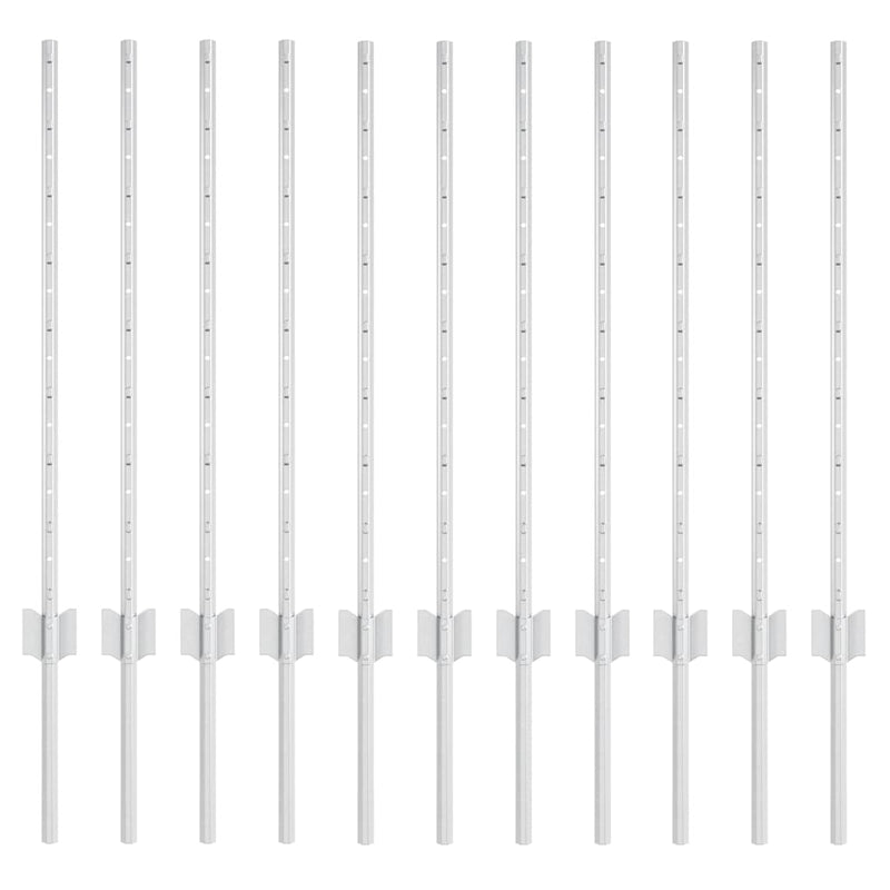 Afbeelding laden in galerijviewer, Vidaxl afrasteringspaal 11 pcs zilver 80 cm staal
