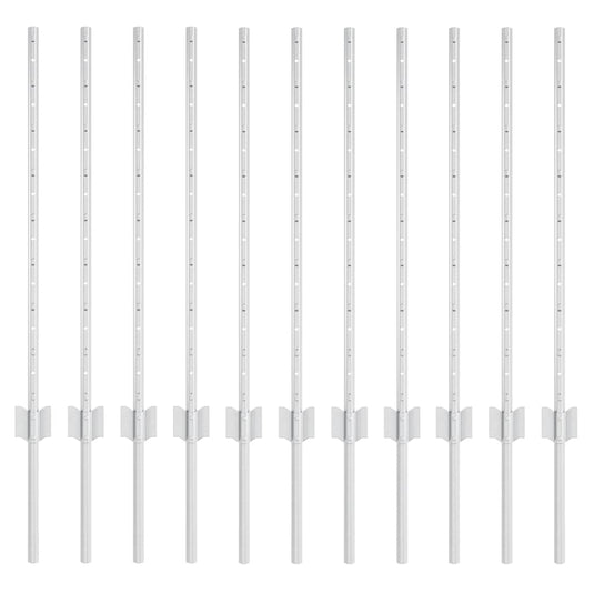 Vidaxl afrasteringspaal 11 pcs zilver 80 cm staal