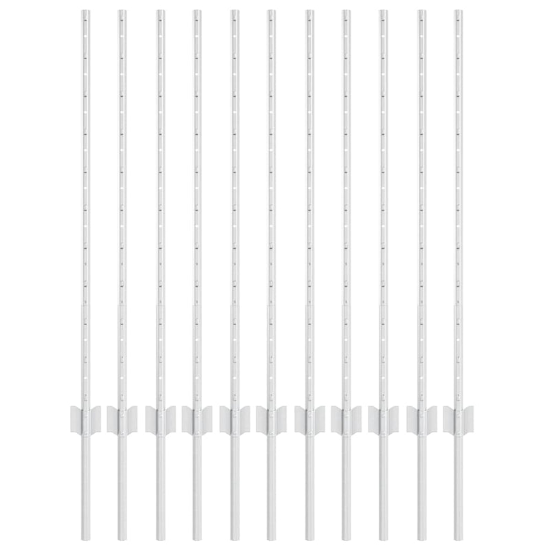 Afbeelding laden in galerijviewer, Vidaxl afrasteringspaal 11 pcs zilver 100 cm staal
