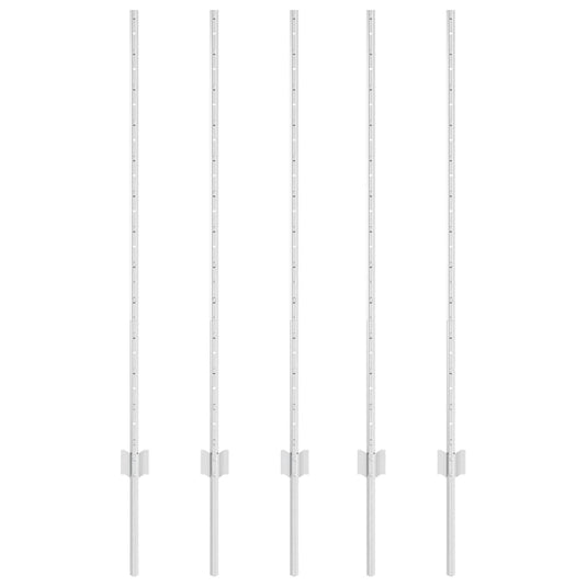 Vidaxl afrasteringspaal 5 pcs zilver 120 cm staal