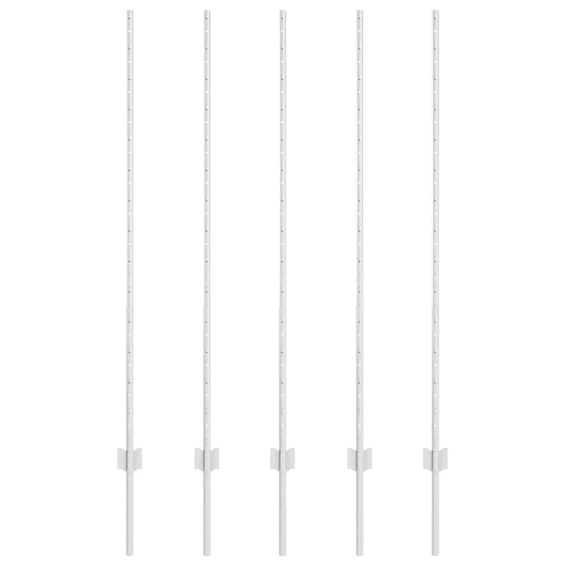 Afbeelding laden in galerijviewer, Vidaxl afrasteringspaal 5 pcs zilver 140 cm staal
