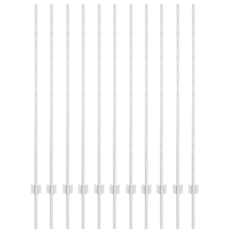 Afbeelding laden in galerijviewer, Vidaxl afrasteringspaal 11 pcs zilver 140 cm staal
