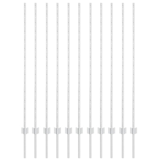 Vidaxl afrasteringspaal 11 pcs zilver 140 cm staal