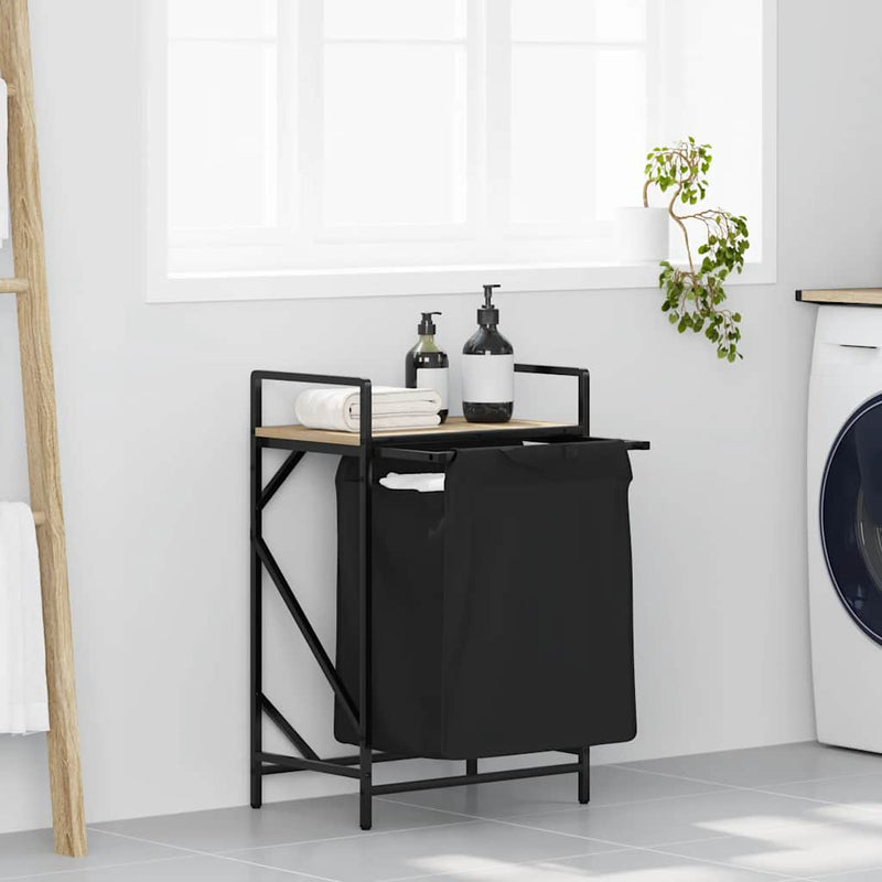 Afbeelding laden in galerijviewer, Vidaxl wasmand 1 vak met plank sonoma eikenkleurig

