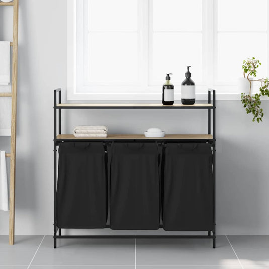 Vidaxl wasmand 3 vakken met planken sonoma eikenkleurig