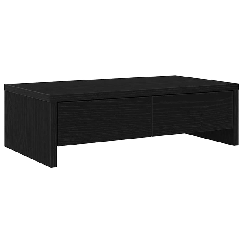Afbeelding laden in galerijviewer, Vidaxl monitorstandaard met lades, zwart eiken, 50x27x15 cm, bewerkt hout
