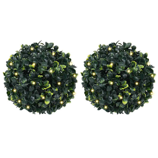 Vidaxl kunstbuxusballen met led-verlichting 2 st 22 cm groen