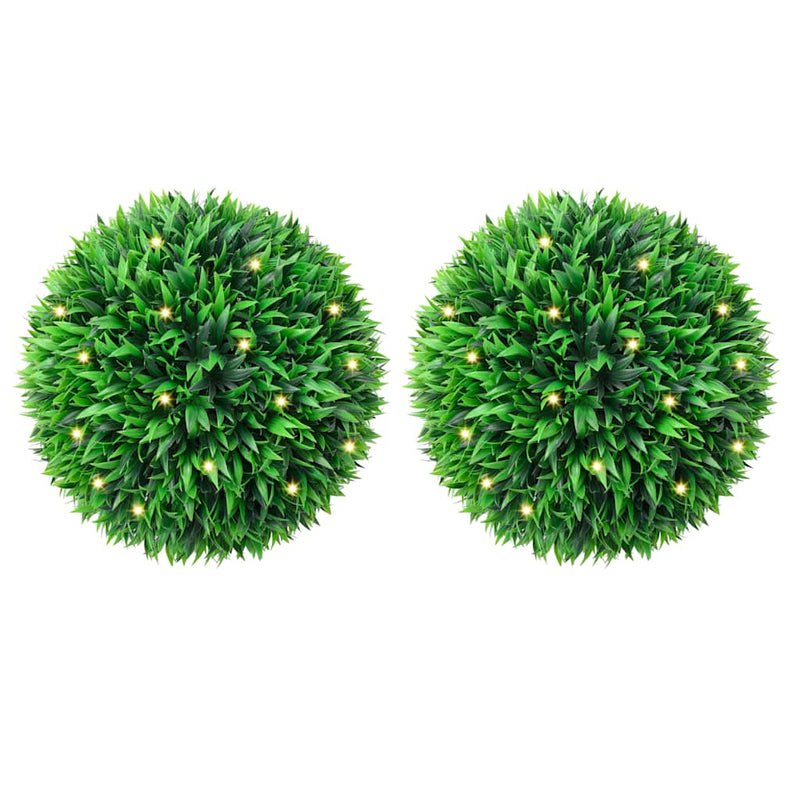Afbeelding laden in galerijviewer, Vidaxl kunstbuxusballen met led-verlichting 2 st 38 cm groen
