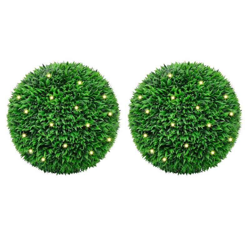 Afbeelding laden in galerijviewer, Vidaxl kunstbuxusballen met led-verlichting 2 st 55 cm groen
