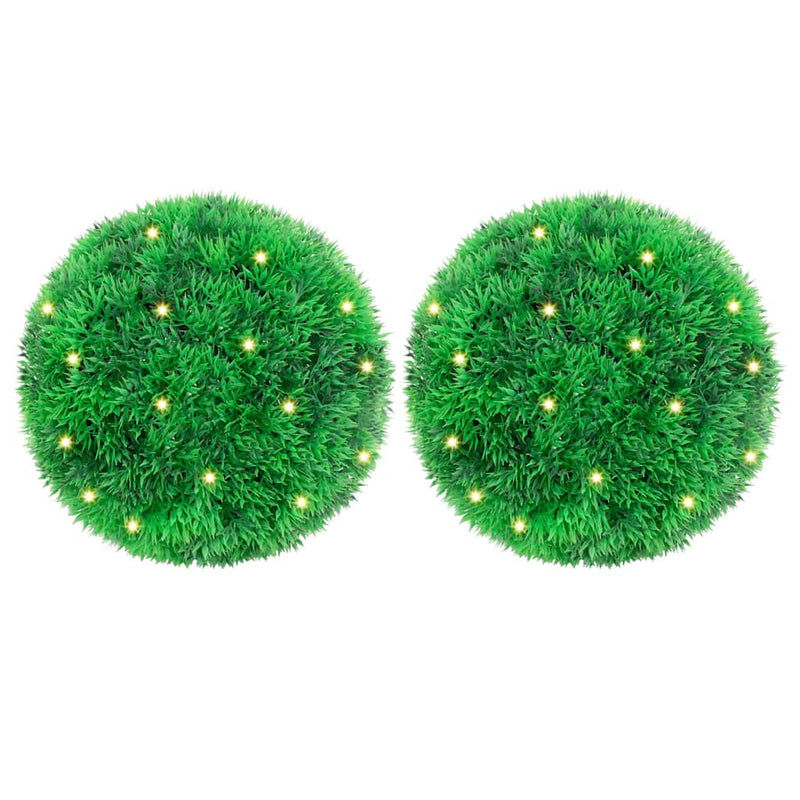 Afbeelding laden in galerijviewer, Vidaxl kunstbuxusballen met led-verlichting 2 st 22 cm groen
