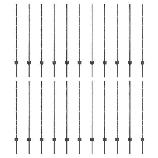 Vidaxl afrasteringspaal 22 pcs grijs 160 cm staal