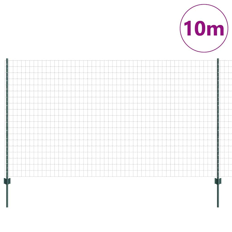 Afbeelding laden in galerijviewer, Vidaxl hek met paal groen 1,4 x 10 m staal en pvc
