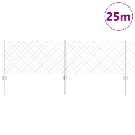 Vidaxl gaashek met palen 25 x 0,6 m gegalvaniseerd staal zilverkleurig