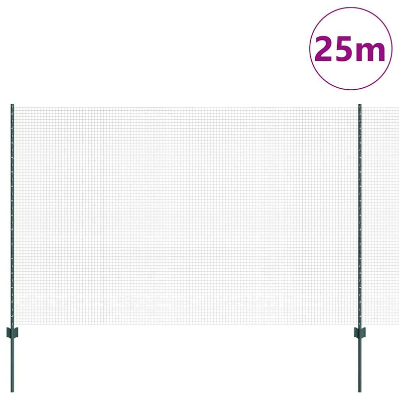 Afbeelding laden in galerijviewer, Vidaxl gelast draadhek met palen 25 x 1,5 m gegalvaniseerd staal groen
