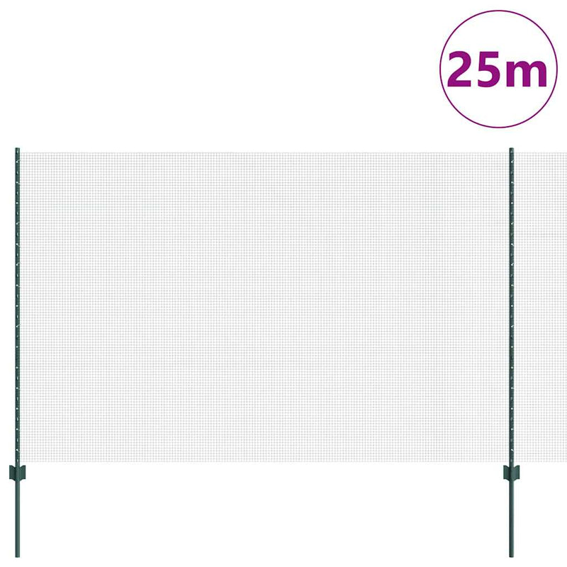Afbeelding laden in galerijviewer, Vidaxl hek met paal groen 1,6 x 25 m staal en pvc
