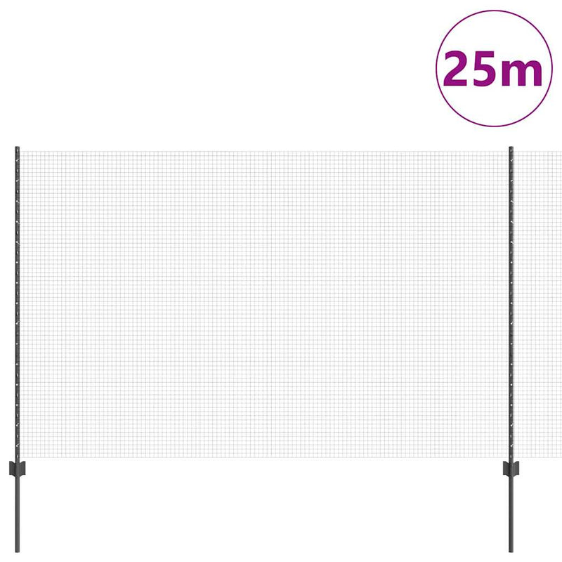 Afbeelding laden in galerijviewer, Vidaxl gelast draadhek met palen 25 x 1,5 m gegalvaniseerd staal grijs
