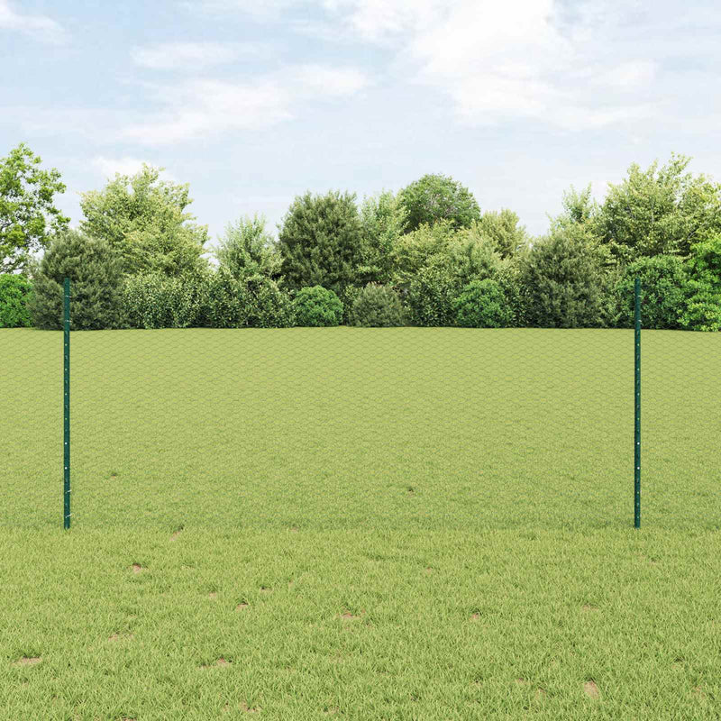 Afbeelding laden in galerijviewer, Vidaxl zeshoekig gaasgek met palen 25 x 1 m pvc-coated staal groen
