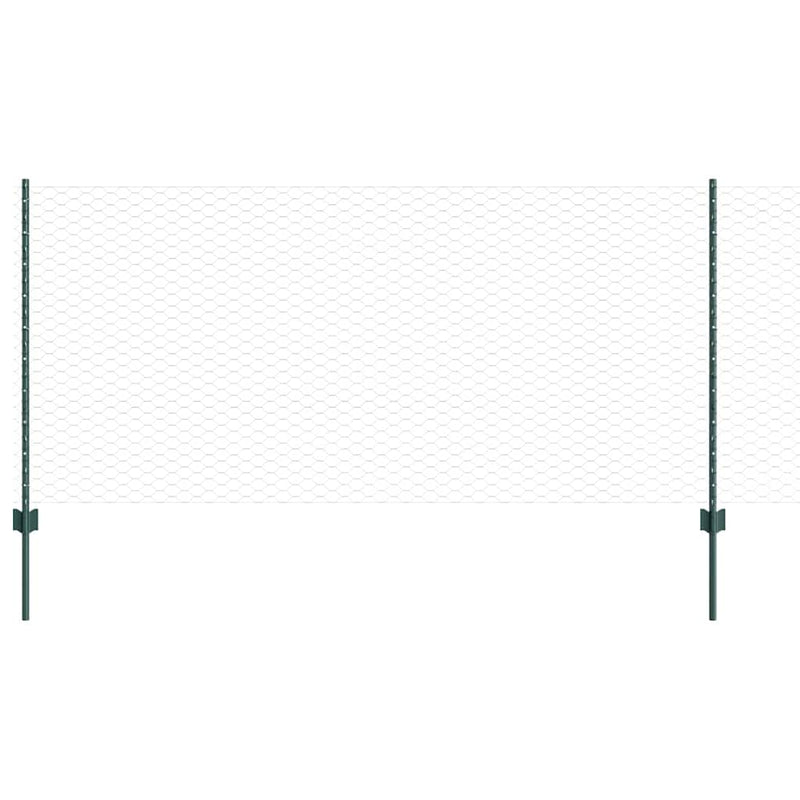 Afbeelding laden in galerijviewer, Vidaxl zeshoekig gaasgek met palen 25 x 1 m pvc-coated staal groen
