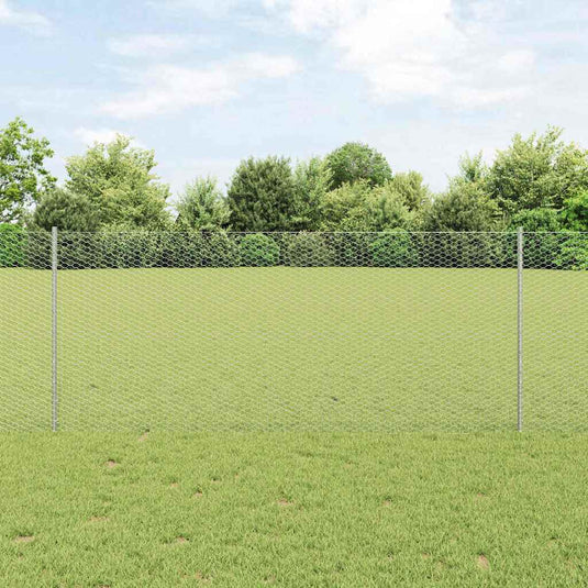 Vidaxl zeshoekig gaasgek met palen 10 x 1 m gegalvaniseerd staal mesh