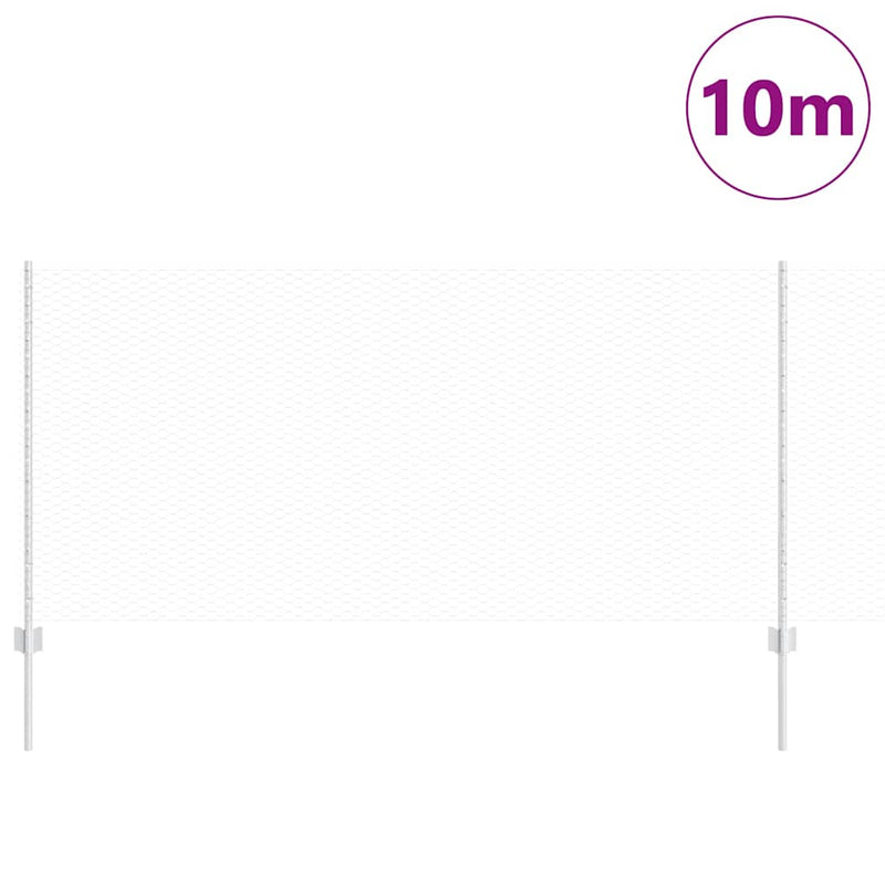 Afbeelding laden in galerijviewer, Vidaxl zeshoekig gaasgek met palen 10 x 1 m gegalvaniseerd staal mesh
