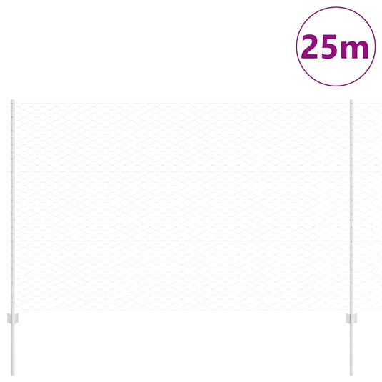 Vidaxl zeshoekig gaasgek met palen 25 x 1,5 m gegalvaniseerd staal