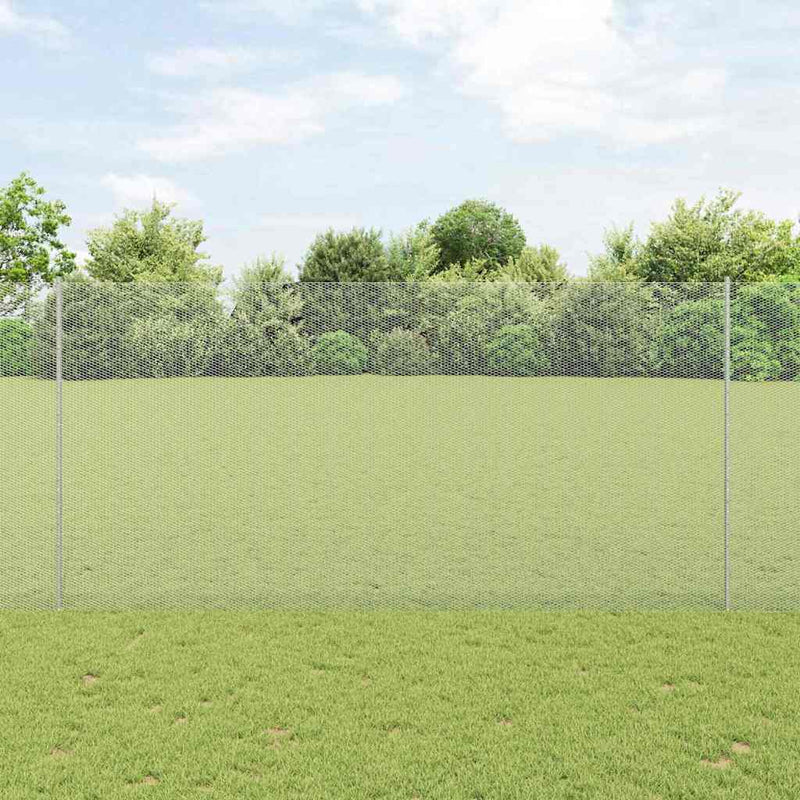 Afbeelding laden in galerijviewer, Vidaxl hek met paal zilver 1,6 x 25 m staal
