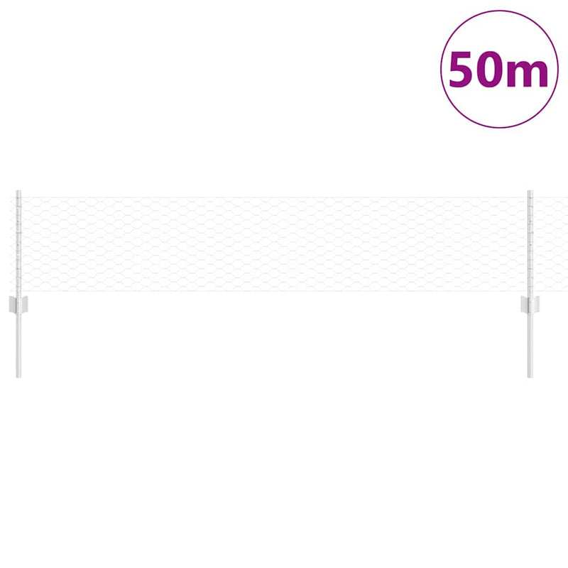 Afbeelding laden in galerijviewer, Vidaxl hek met paal zilver 0,4 x 50 m staal
