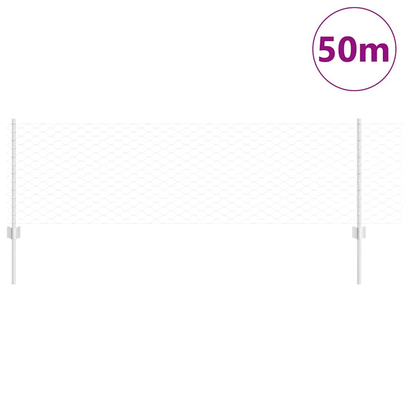 Afbeelding laden in galerijviewer, Vidaxl zeshoekig gaasgek met palen 50 x 0,6 m gegalvaniseerd staal
