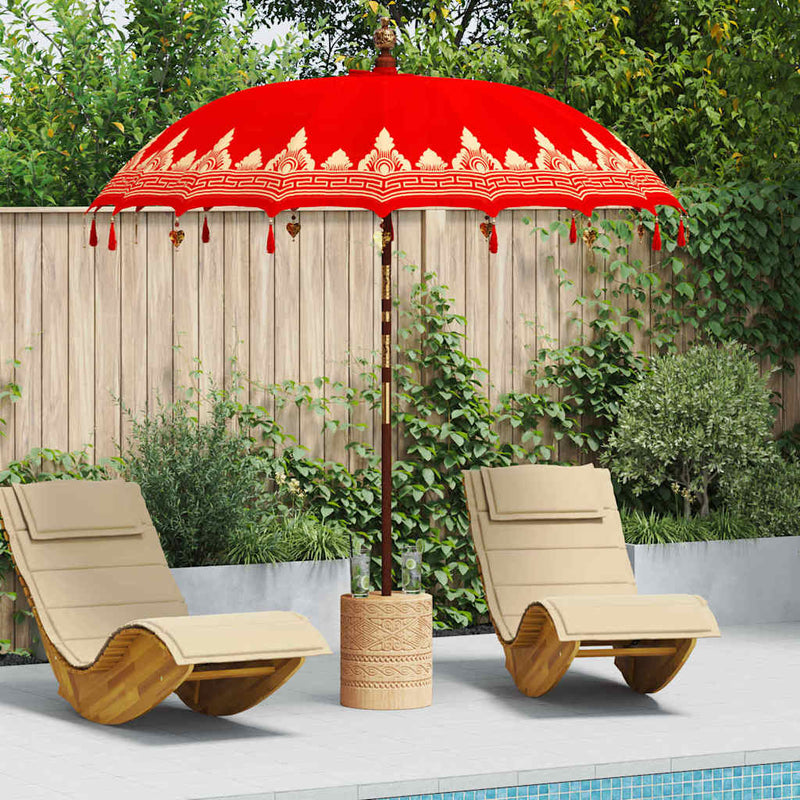 Afbeelding laden in galerijviewer, Vidaxl balinese parasol rood 215 x 215 x 260 cm
