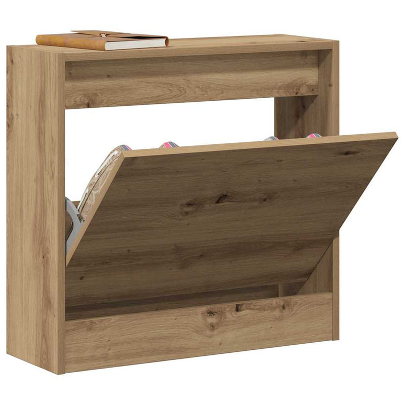 Afbeelding laden in galerijviewer, Vidaxl schoenenkast artisan eiken 60 x 21 x 57 cm bewerkt hout
