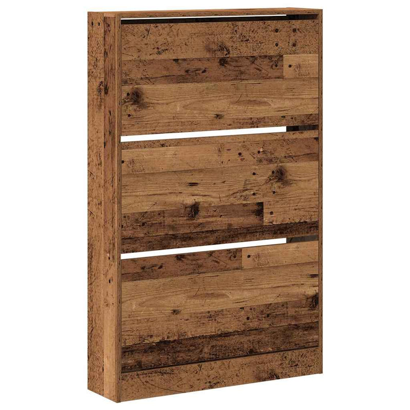 Afbeelding laden in galerijviewer, Vidaxl schoenenkast met plank oudhout 80 x 21 x 125,5 cm bewerkt hout
