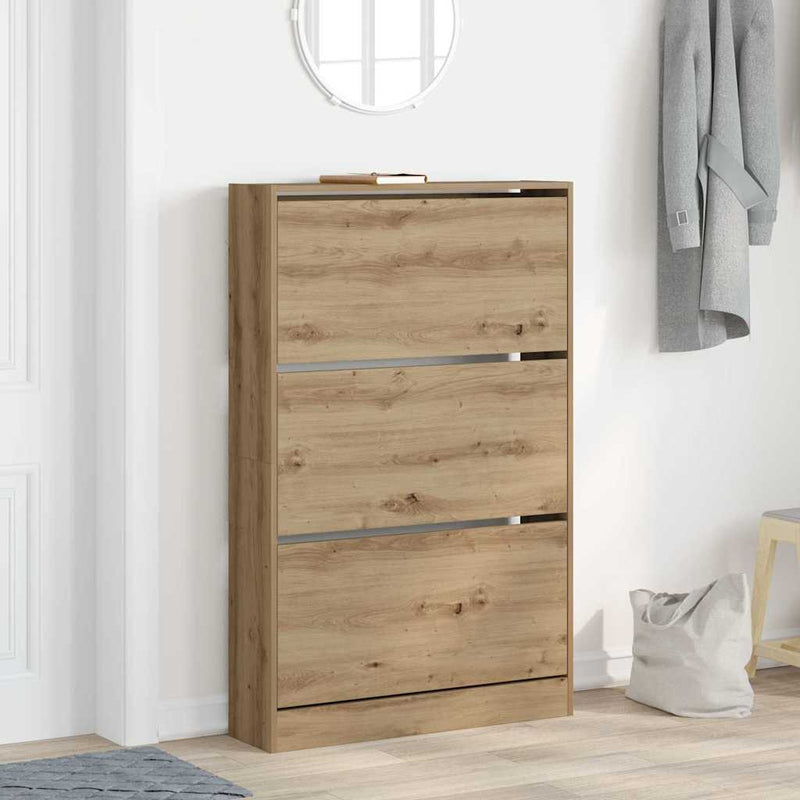 Afbeelding laden in galerijviewer, Vidaxl schoenenkast artisan eiken 80 x 21 x 125,5 cm bewerkt hout
