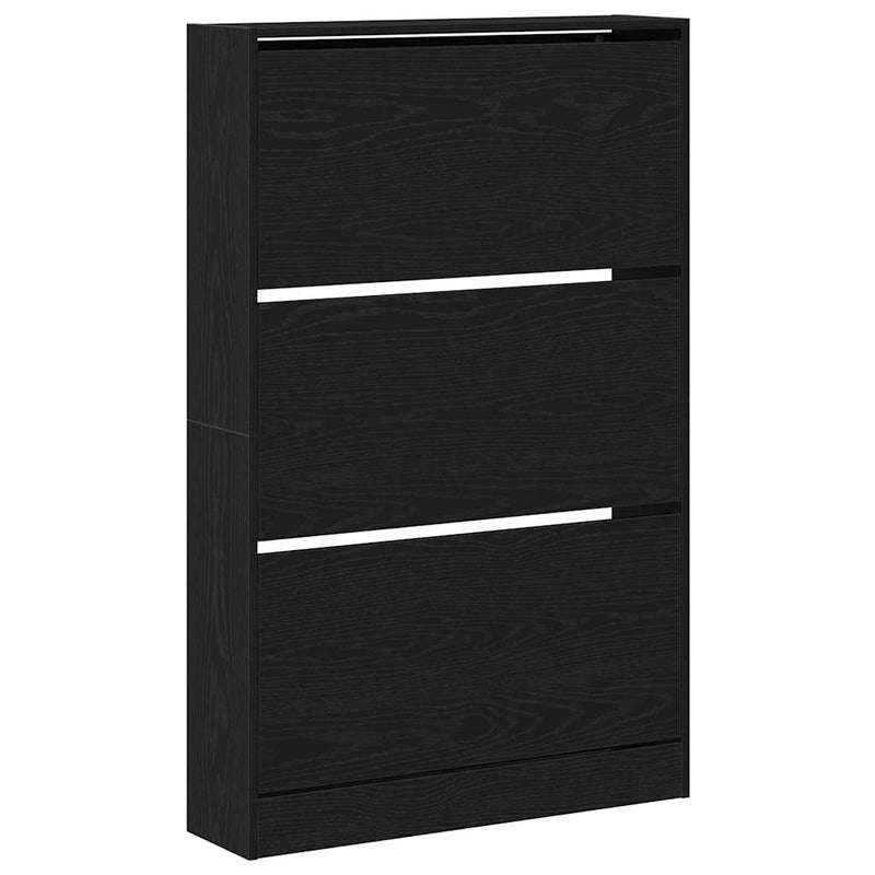 Afbeelding laden in galerijviewer, Vidaxl schoenenkast zwart eiken 80 x 21 x 125,5 cm bewerkt hout
