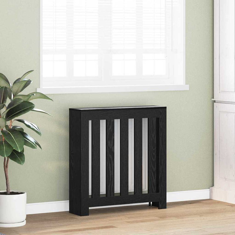Afbeelding laden in galerijviewer, Vidaxl radiatorafdekking zwart eiken 78 x 20 x 82 cm bewerkt hout
