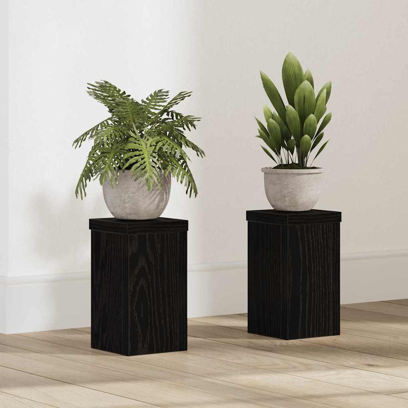 Afbeelding laden in galerijviewer, Vidaxl plantenstandaard 2 pcs zwart eiken 10 x 10 x 18 cm bewerkt hout
