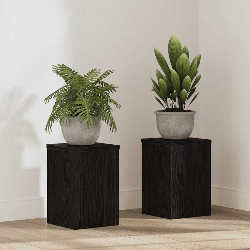 Afbeelding laden in galerijviewer, Vidaxl plantenstandaard 2 pcs zwart eiken 20 x 20 x 30 cm bewerkt hout

