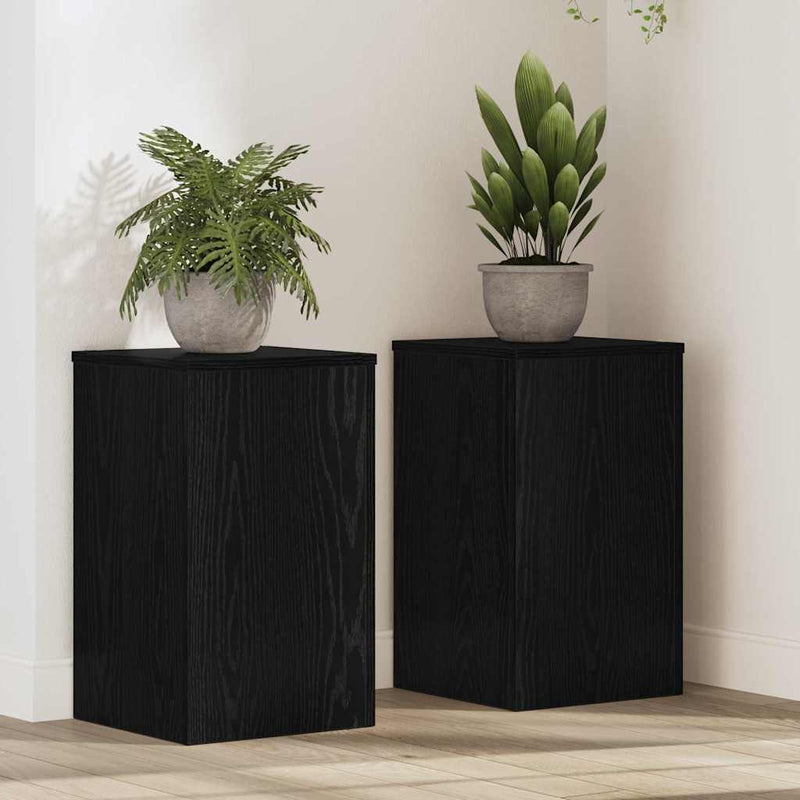 Afbeelding laden in galerijviewer, Vidaxl plantenstandaard 2 pcs zwart eiken 30 x 30 x 50 cm bewerkt hout
