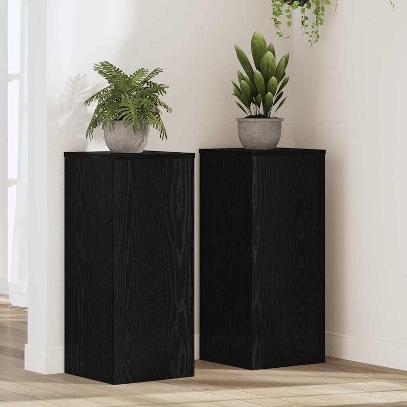 Afbeelding laden in galerijviewer, Vidaxl plantenstandaard 2 pcs zwart eiken 30 x 30 x 70 cm bewerkt hout
