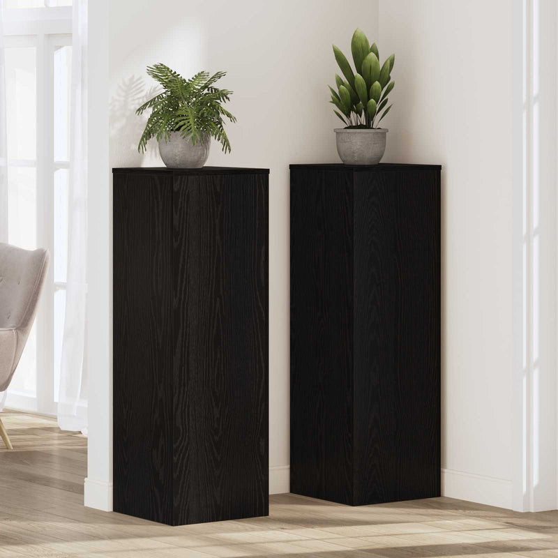 Afbeelding laden in galerijviewer, Vidaxl plantenstandaard zwart eiken 33 x 33 x 100 cm bewerkt hout
