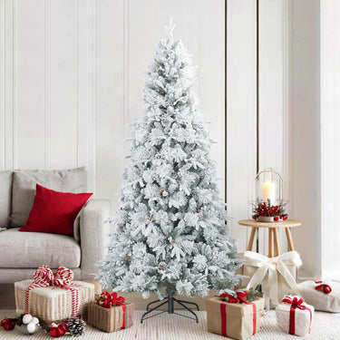 Vidaxl kunst kerstboom met geveerde takken, sneeuw bedekt wit 180 cm