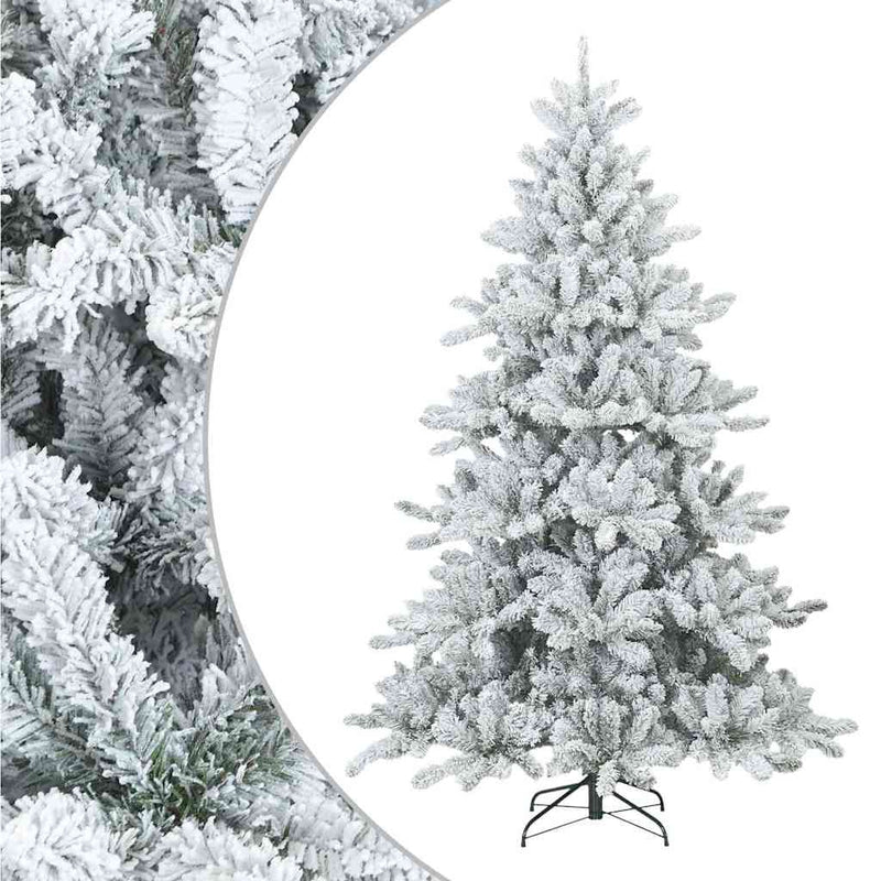 Afbeelding laden in galerijviewer, Vidaxl kunst kerstboom met geveerde takken, sneeuw bedekt wit 210 cm
