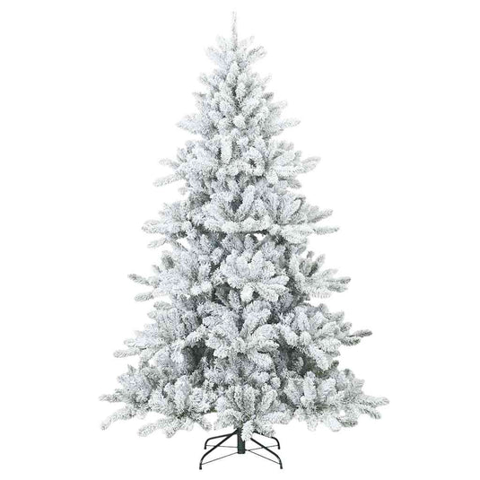Vidaxl kunst kerstboom met geveerde takken, sneeuw bedekt wit 210 cm