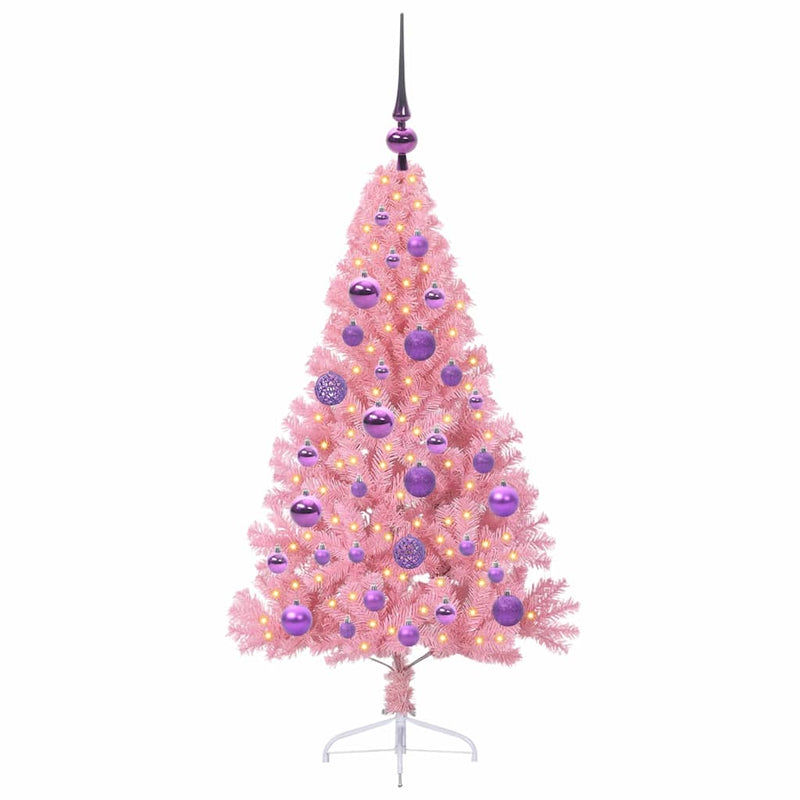Afbeelding laden in galerijviewer, Vidaxl kunstmatig voorverlicht kerstboom met 150 led roze 120 cm pvc
